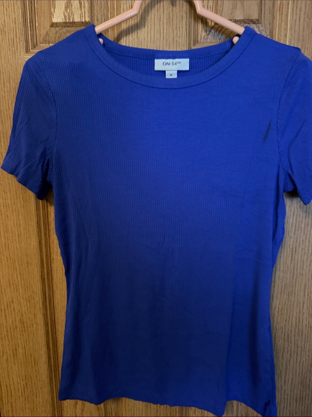 ON-34th Royal Blue Ribbed Short Sleeve Tee
